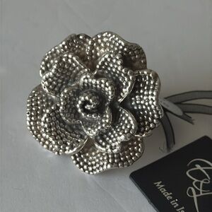 E&L Israel Sterling Silver Statement Flower Electroform Rose Ring Sz.6